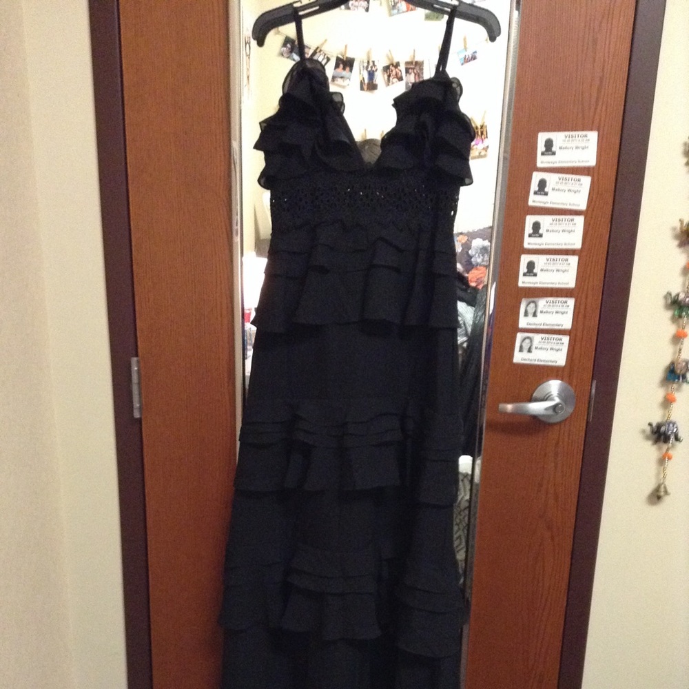 Glamorous True Decadence Black Ruffle Gown